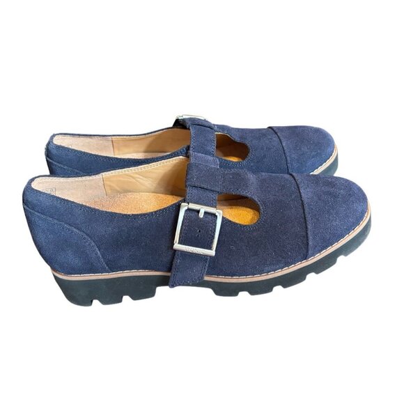 Vionic Navy Suede Carmen Mary Jane Loafers & Slip-Ons, Size 6.5 W, Grannycore - Picture 2 of 5